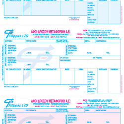 Παραστατικό 20×35 με δύο διάτρητα και ταινία ασφαλείας σε κάθε απόκομμα